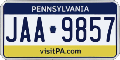 PA license plate JAA9857