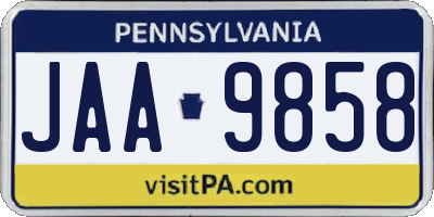 PA license plate JAA9858