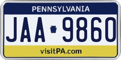 PA license plate JAA9860