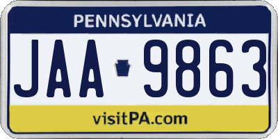 PA license plate JAA9863