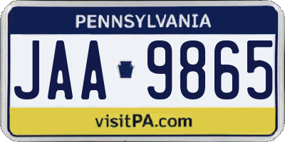 PA license plate JAA9865