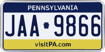 PA license plate JAA9866