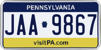 PA license plate JAA9867