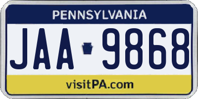 PA license plate JAA9868