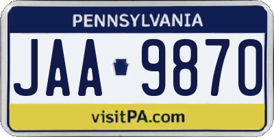 PA license plate JAA9870