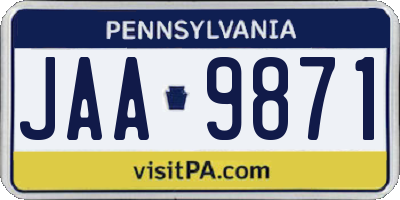 PA license plate JAA9871