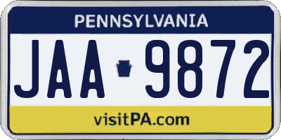 PA license plate JAA9872