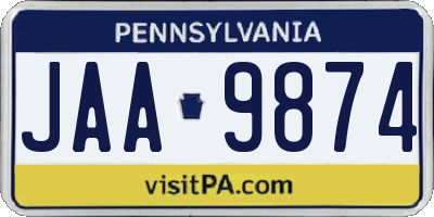 PA license plate JAA9874