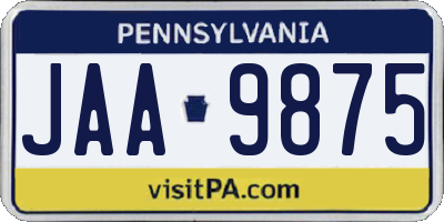 PA license plate JAA9875
