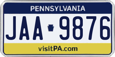 PA license plate JAA9876