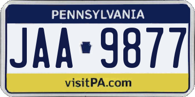 PA license plate JAA9877