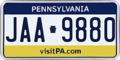 PA license plate JAA9880