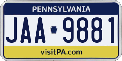 PA license plate JAA9881