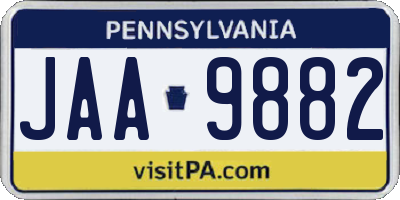 PA license plate JAA9882