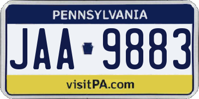 PA license plate JAA9883