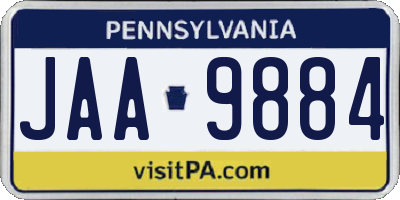 PA license plate JAA9884