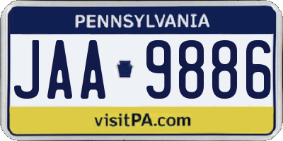 PA license plate JAA9886