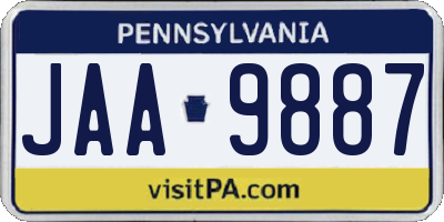 PA license plate JAA9887