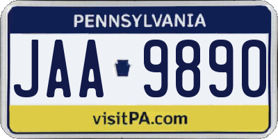 PA license plate JAA9890