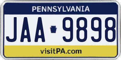PA license plate JAA9898