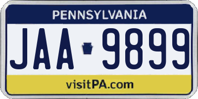 PA license plate JAA9899