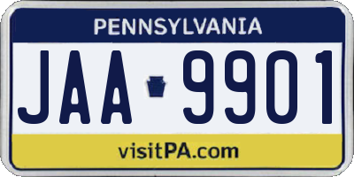 PA license plate JAA9901