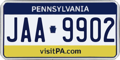 PA license plate JAA9902