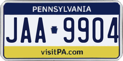PA license plate JAA9904