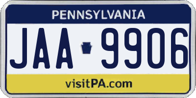 PA license plate JAA9906