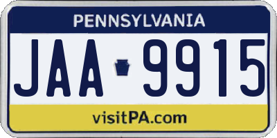 PA license plate JAA9915