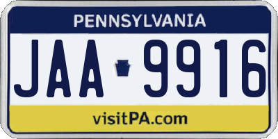 PA license plate JAA9916