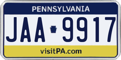 PA license plate JAA9917
