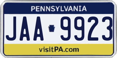 PA license plate JAA9923