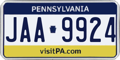 PA license plate JAA9924