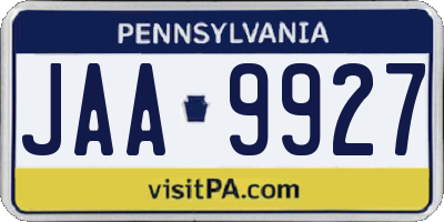 PA license plate JAA9927