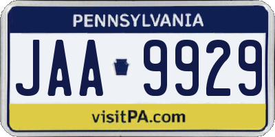 PA license plate JAA9929