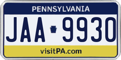 PA license plate JAA9930