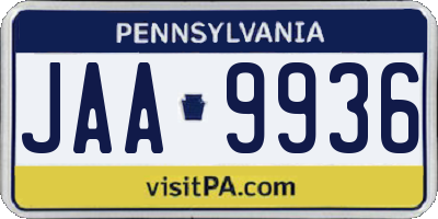 PA license plate JAA9936