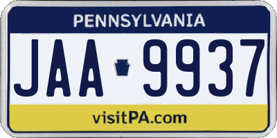 PA license plate JAA9937