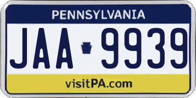 PA license plate JAA9939