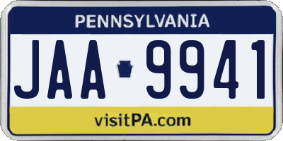 PA license plate JAA9941