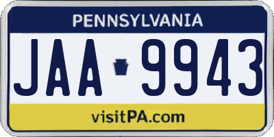 PA license plate JAA9943