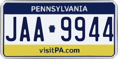 PA license plate JAA9944