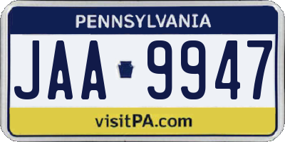 PA license plate JAA9947