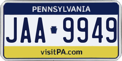 PA license plate JAA9949