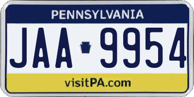 PA license plate JAA9954