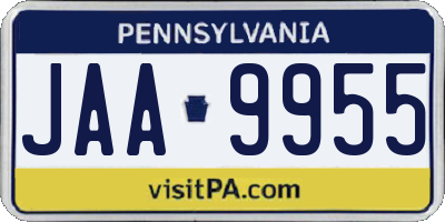 PA license plate JAA9955