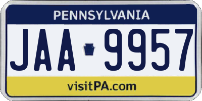 PA license plate JAA9957