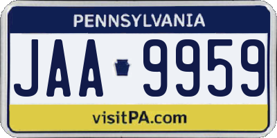 PA license plate JAA9959