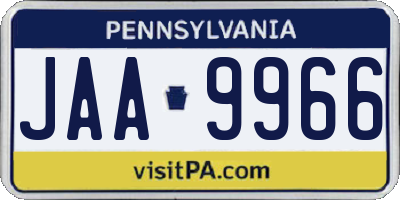 PA license plate JAA9966